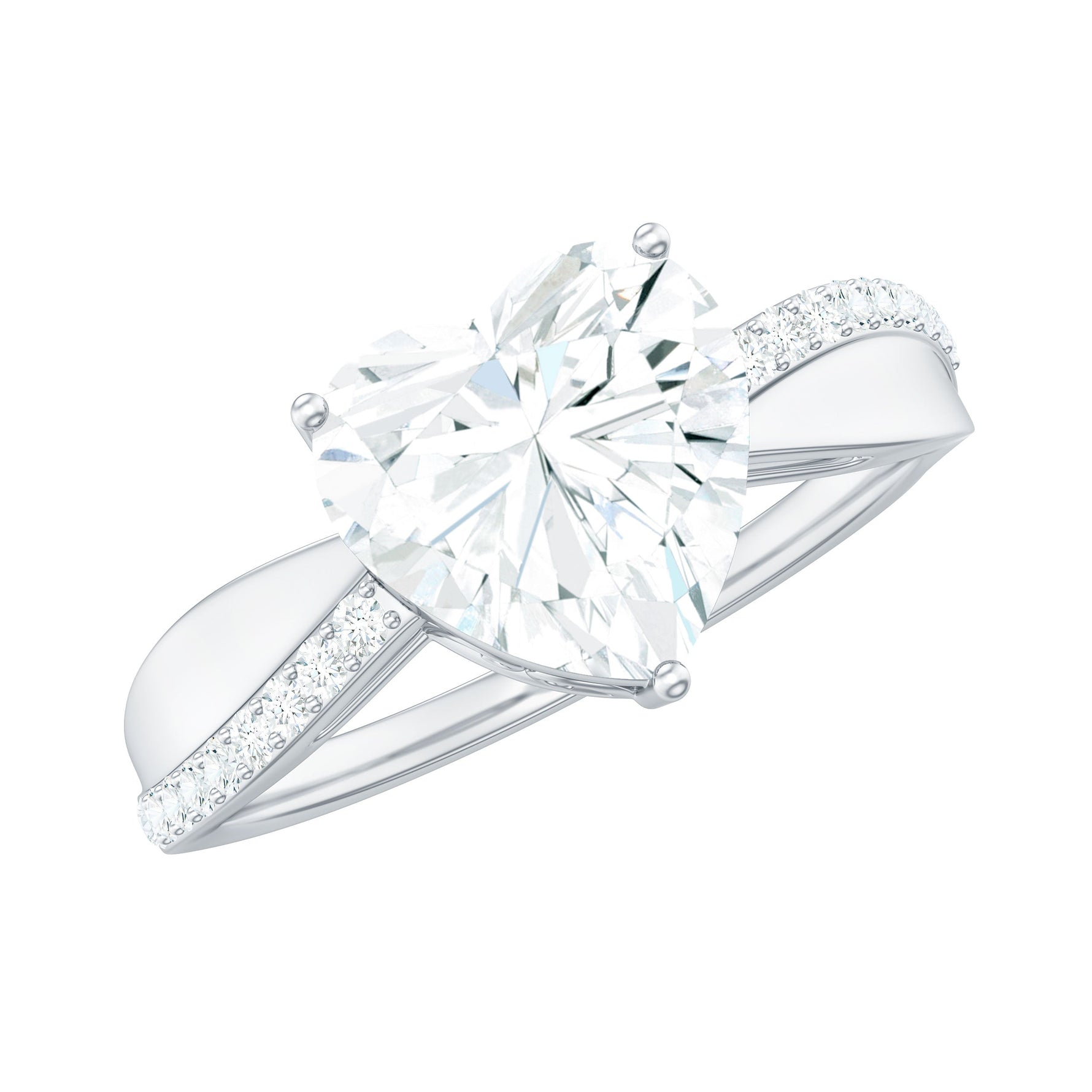 Lab Grown Diamond Heart Engagement Ring With Bypass Details