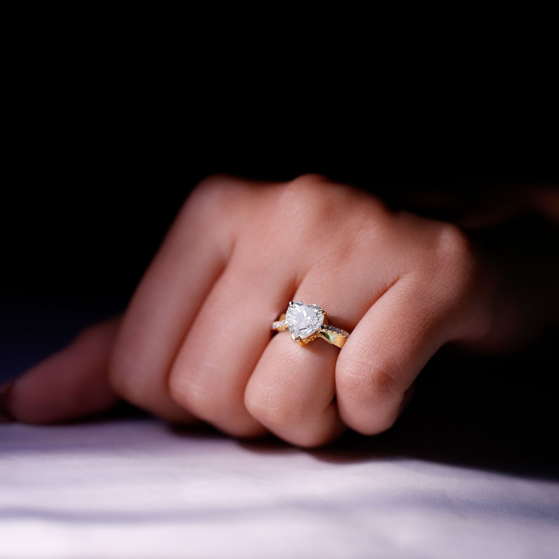 Lab Grown Diamond Heart Engagement Ring With Bypass Details