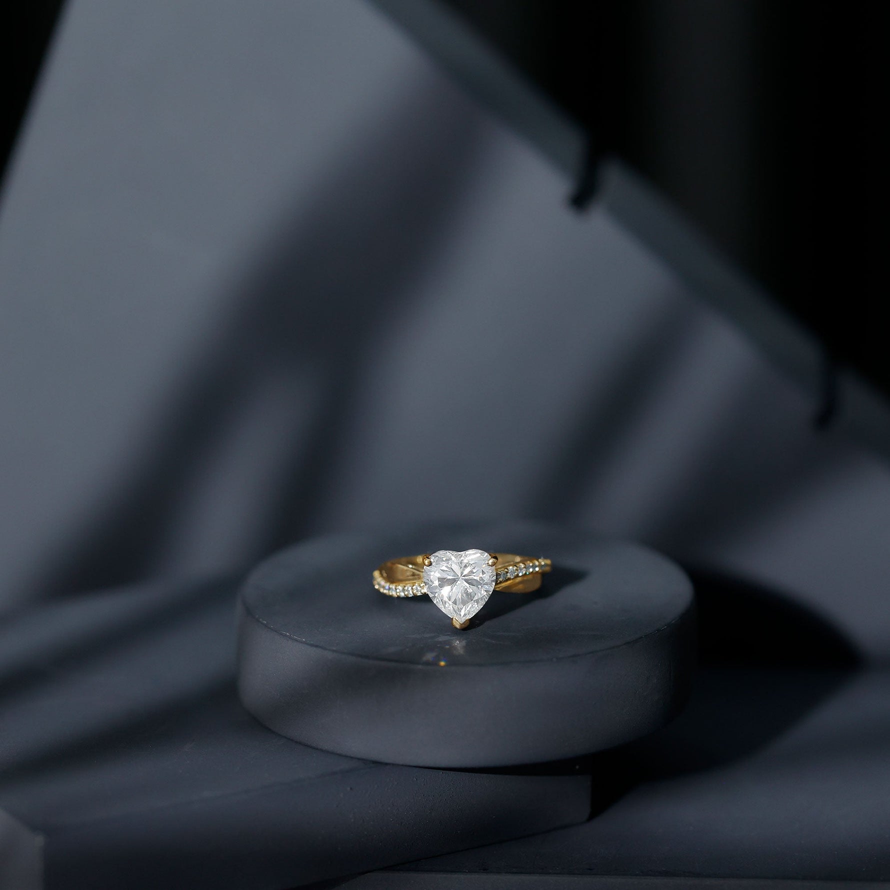 Lab Grown Diamond Heart Engagement Ring With Bypass Details