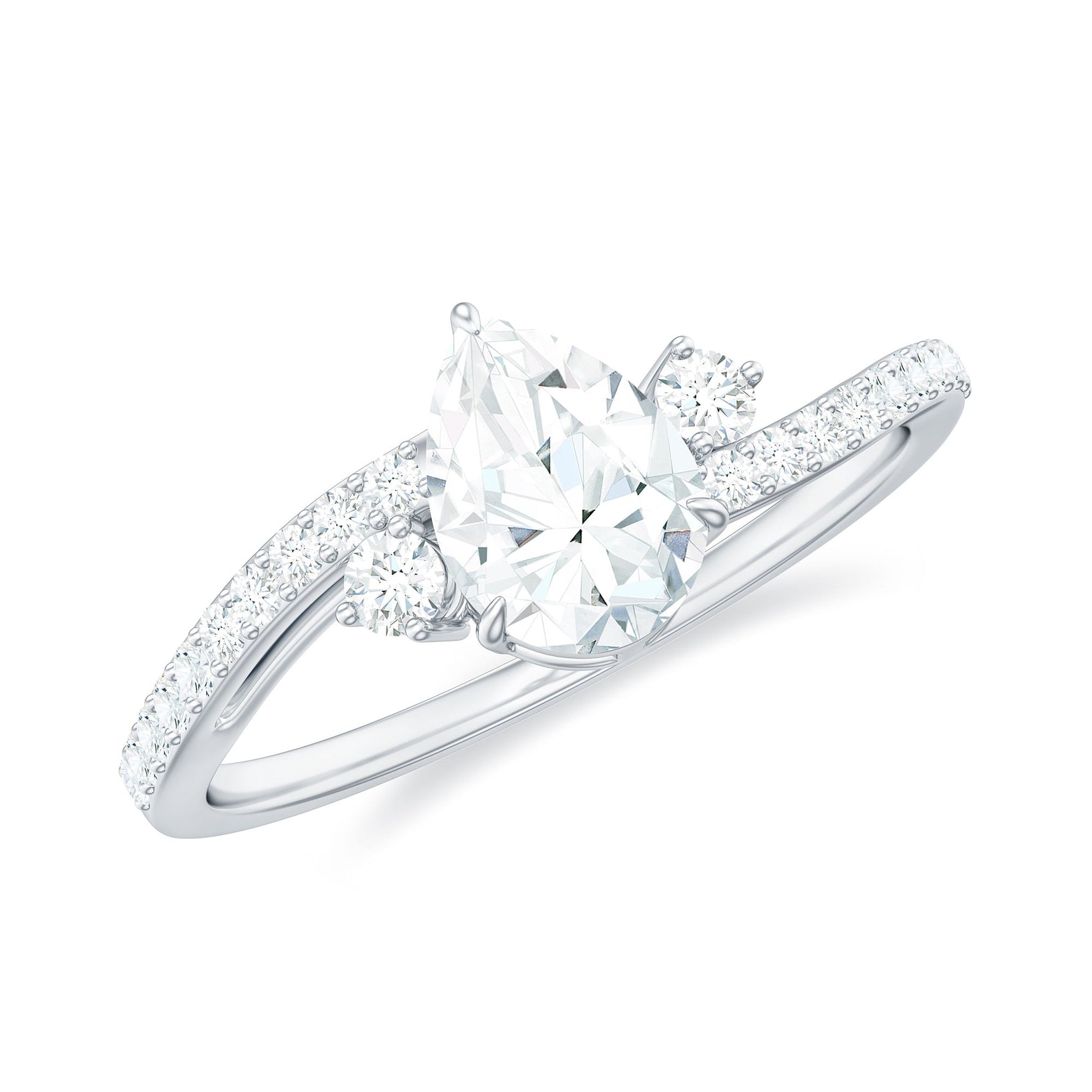 Pear Lab Created Diamond Engagement Bypass Ring for Her