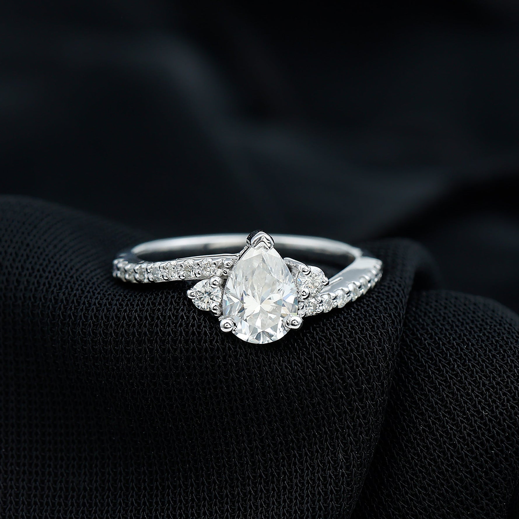 Pear Lab Created Diamond Engagement Bypass Ring for Her
