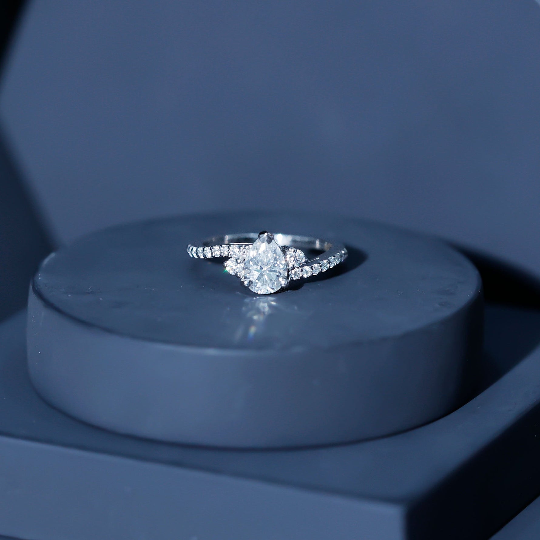 Pear Lab Created Diamond Engagement Bypass Ring for Her