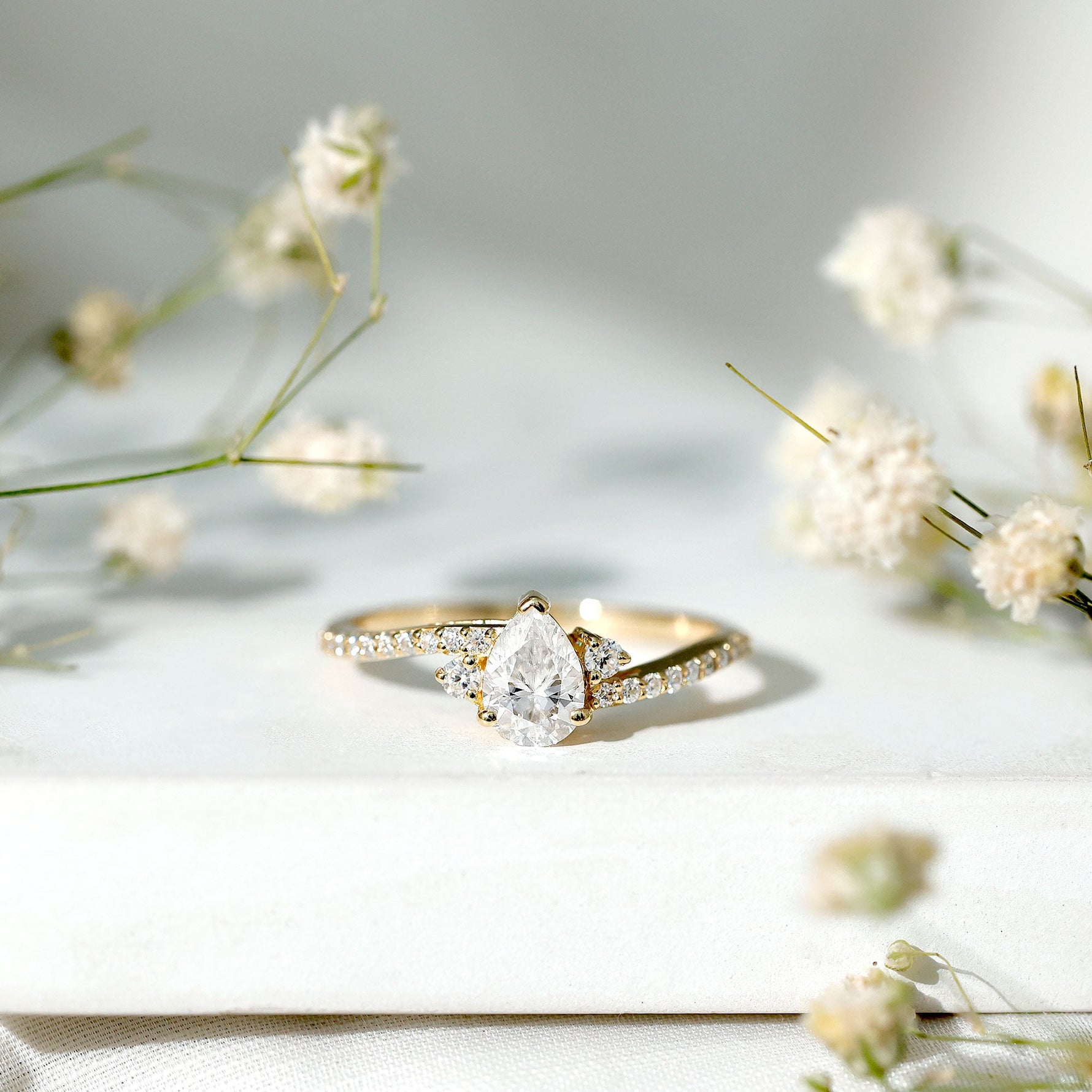 Pear Lab Created Diamond Engagement Bypass Ring for Her