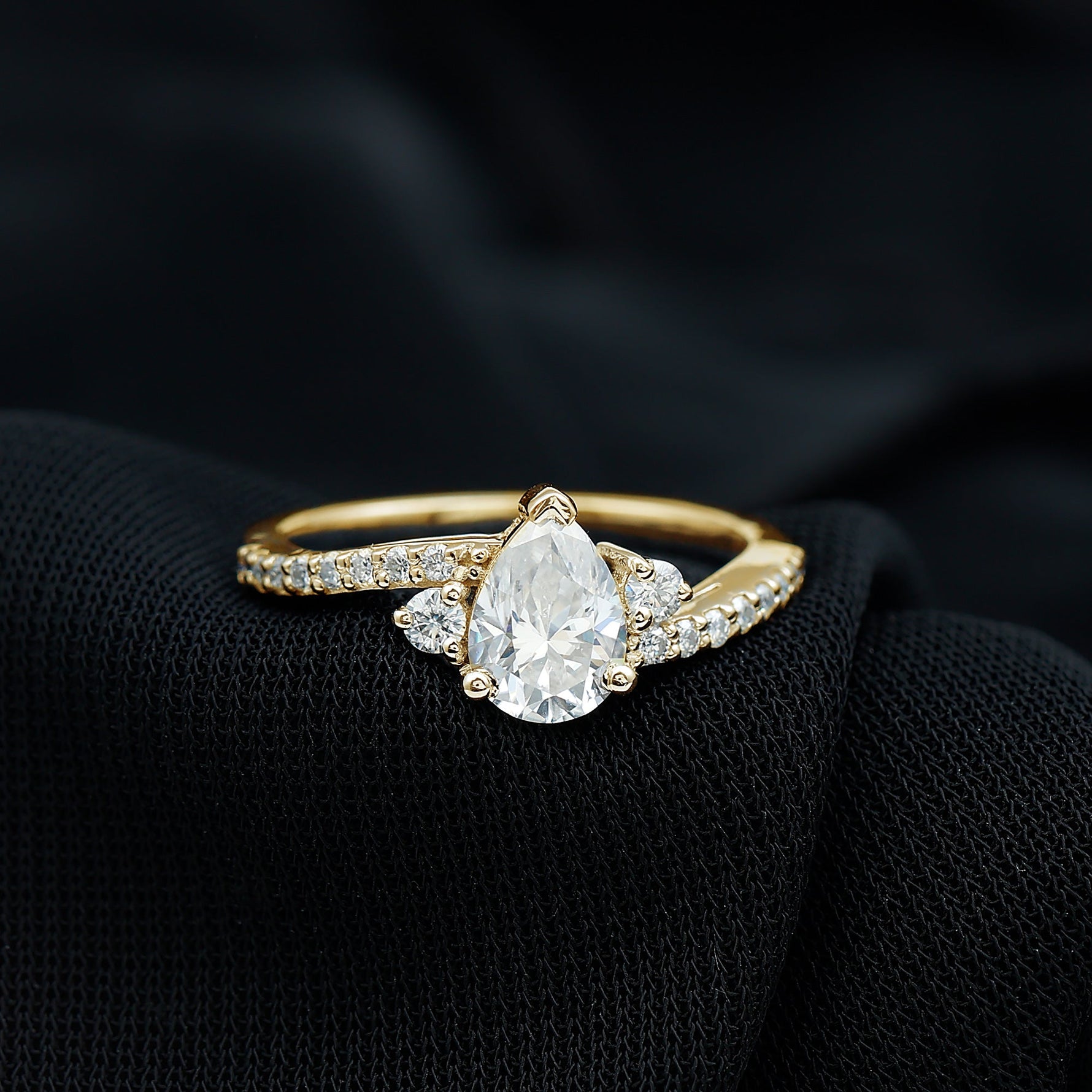 Pear Lab Created Diamond Engagement Bypass Ring for Her