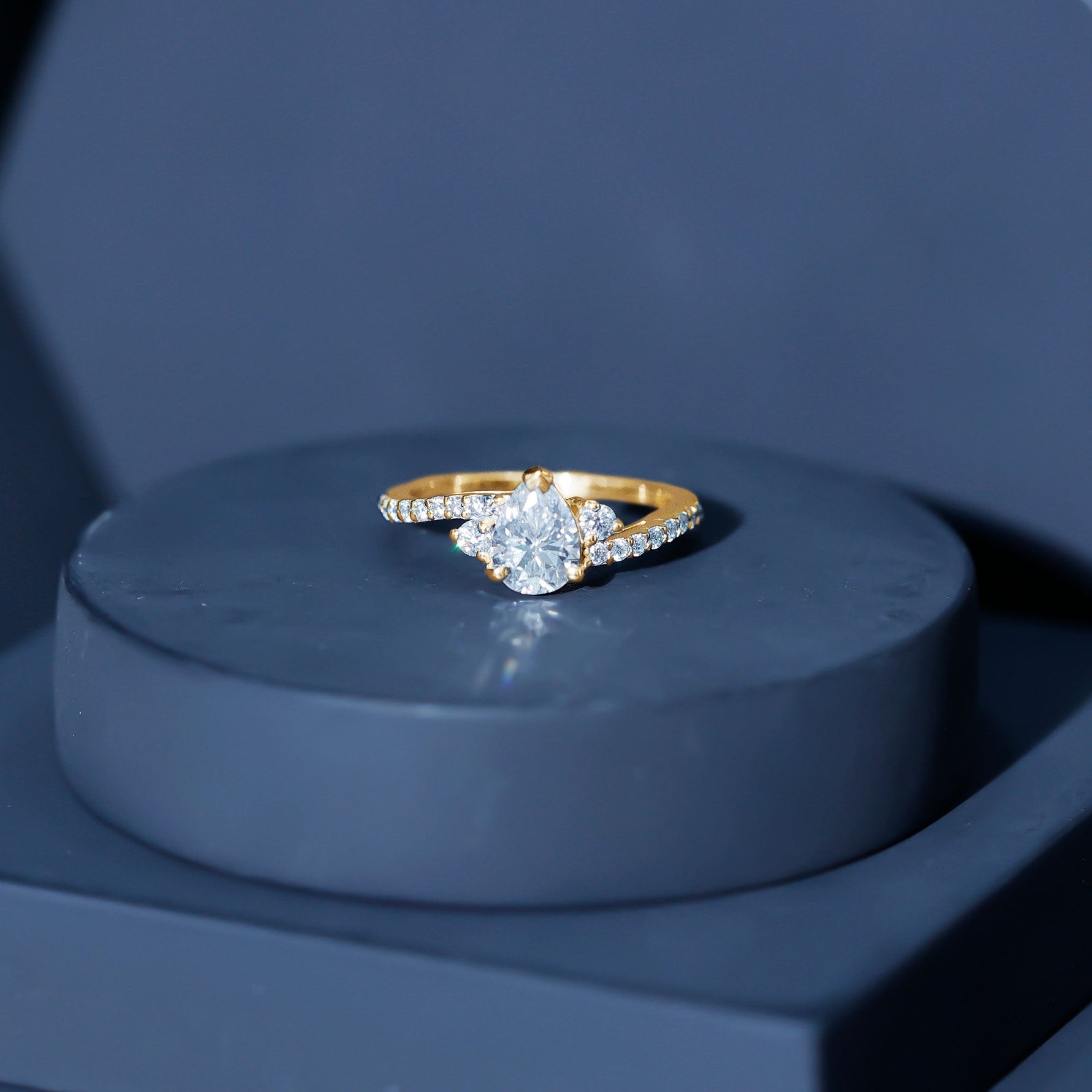 Pear Lab Created Diamond Engagement Bypass Ring for Her