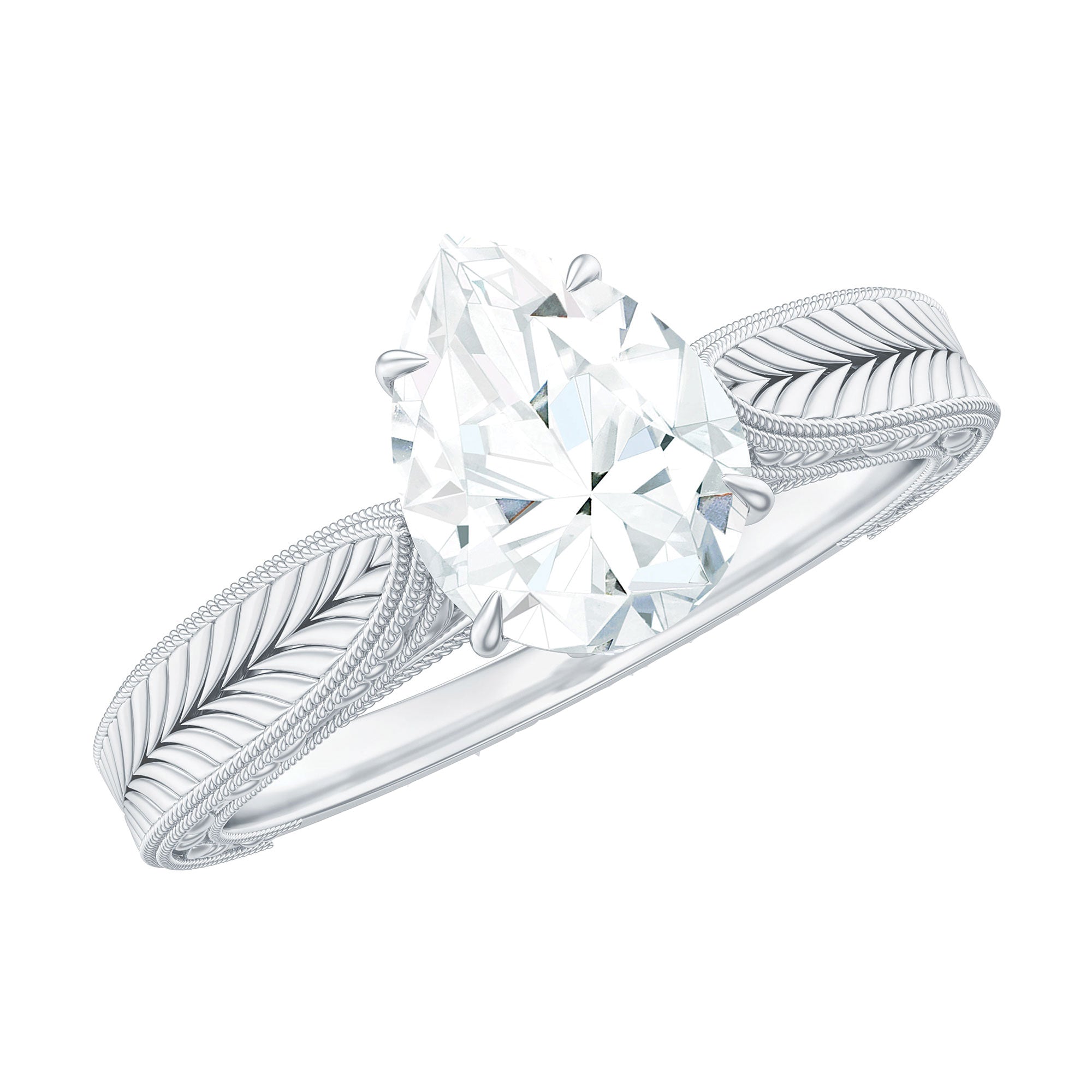 6X8 mm Pear Lab Created Diamond Filigree Engagement Ring