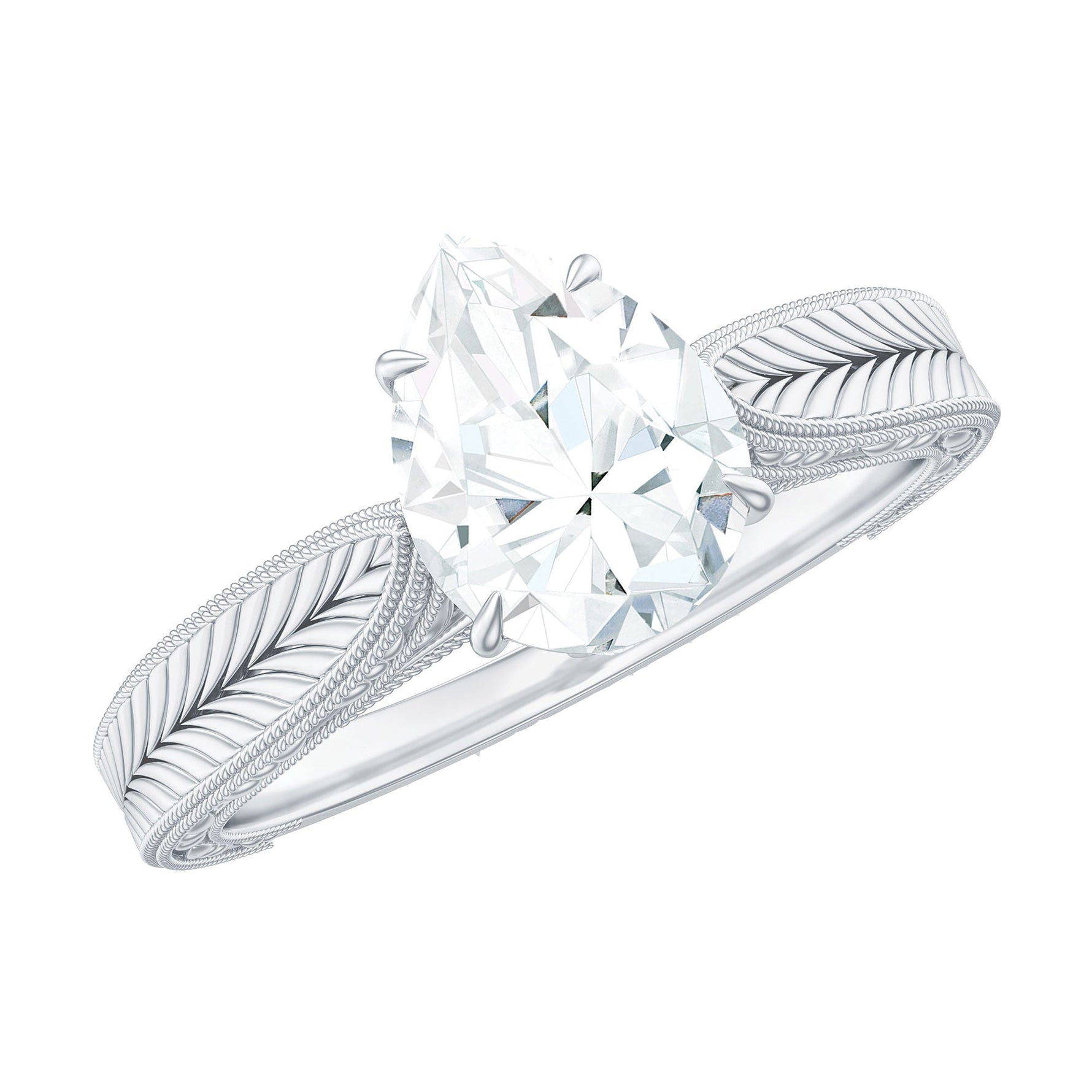 6X8 mm Pear Lab Created Diamond Filigree Engagement Ring