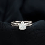 6X8 mm Pear Lab Created Diamond Filigree Engagement Ring