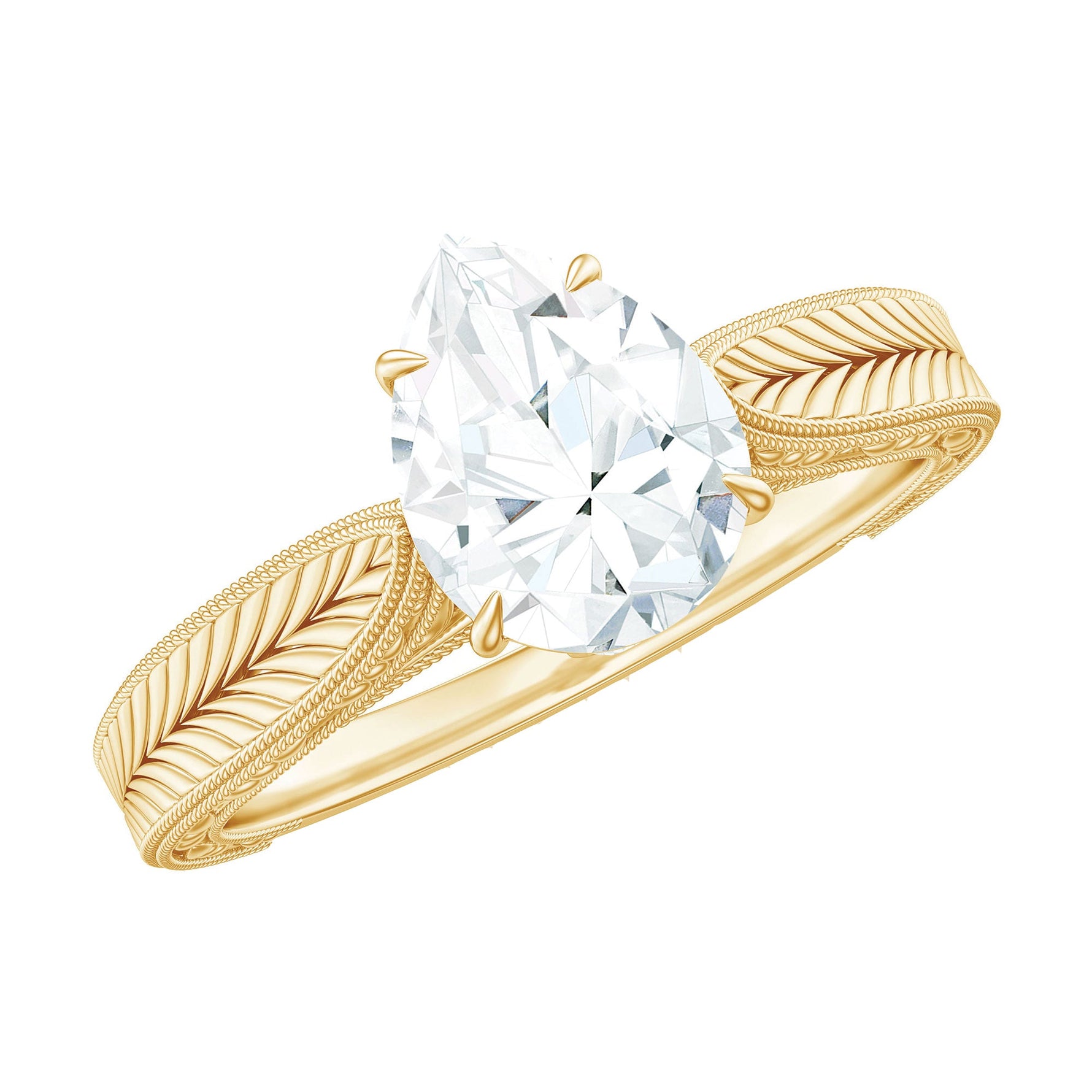 6X8 mm Pear Lab Created Diamond Filigree Engagement Ring