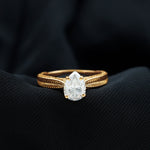 6X8 mm Pear Lab Created Diamond Filigree Engagement Ring