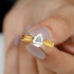 6X8 mm Pear Lab Created Diamond Filigree Engagement Ring