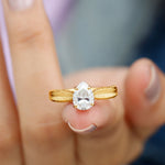 6X8 mm Pear Lab Created Diamond Filigree Engagement Ring