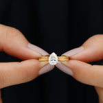 6X8 mm Pear Lab Created Diamond Filigree Engagement Ring