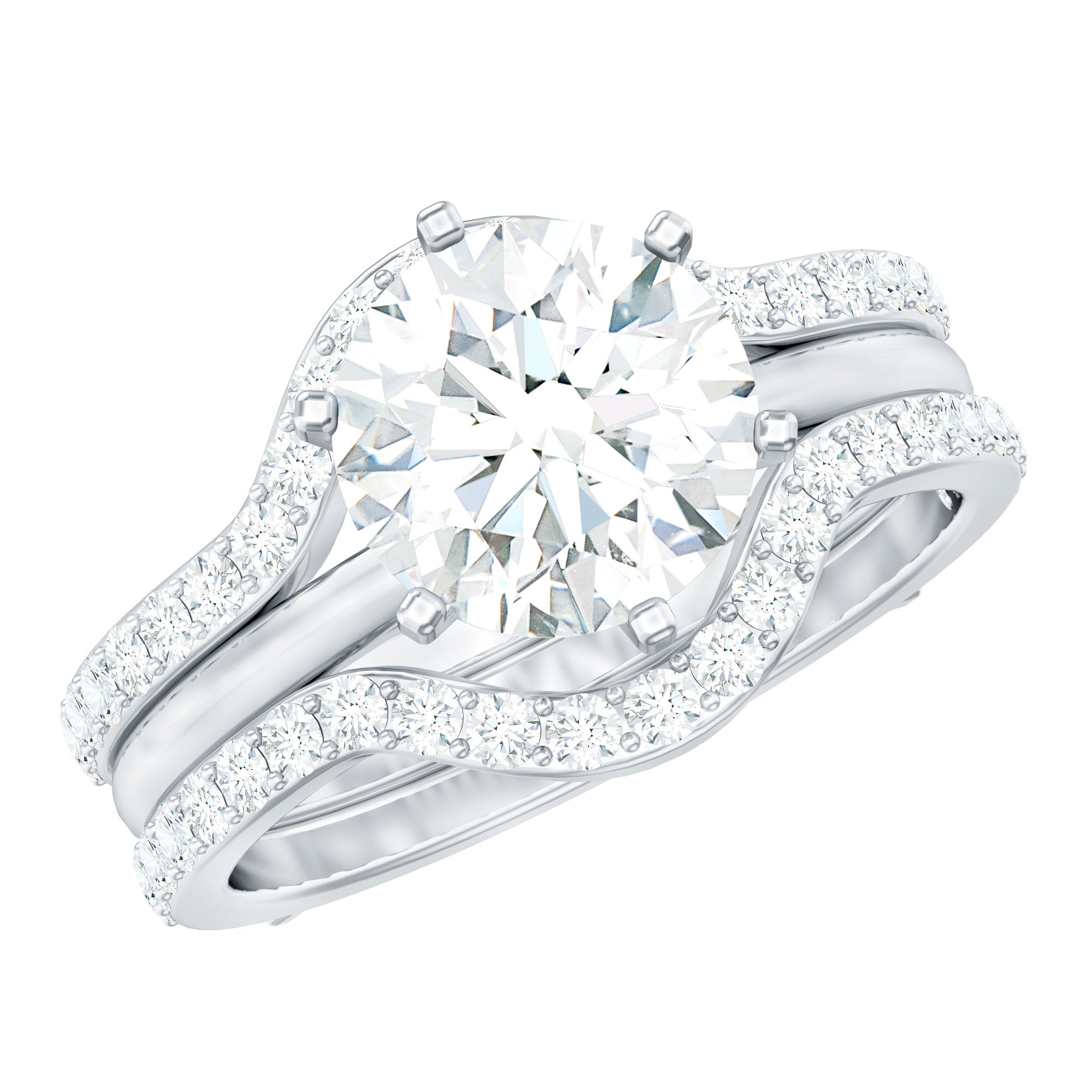 Lab Created Diamond Engagement Ring with Ring Guard