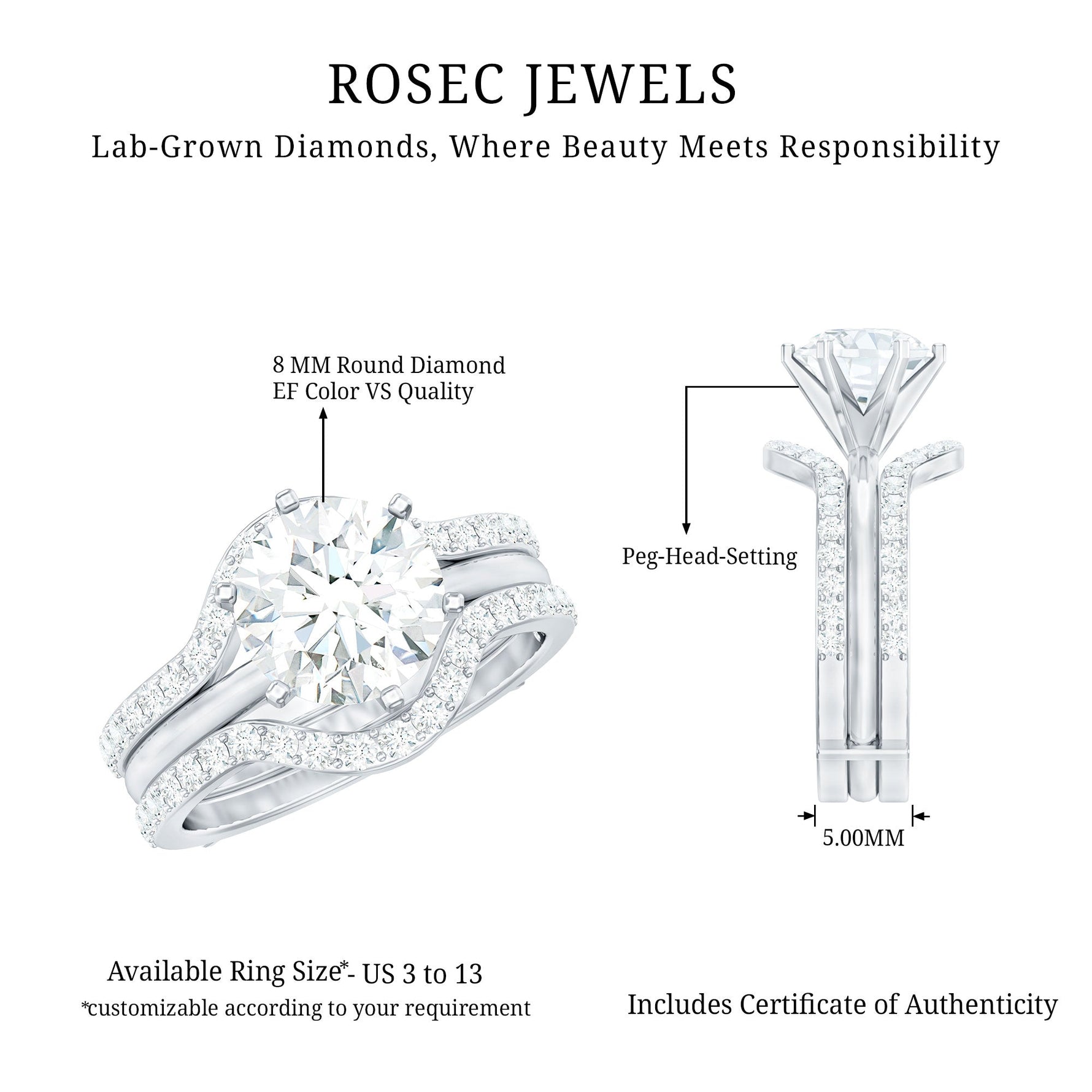 Lab Created Diamond Engagement Ring with Ring Guard