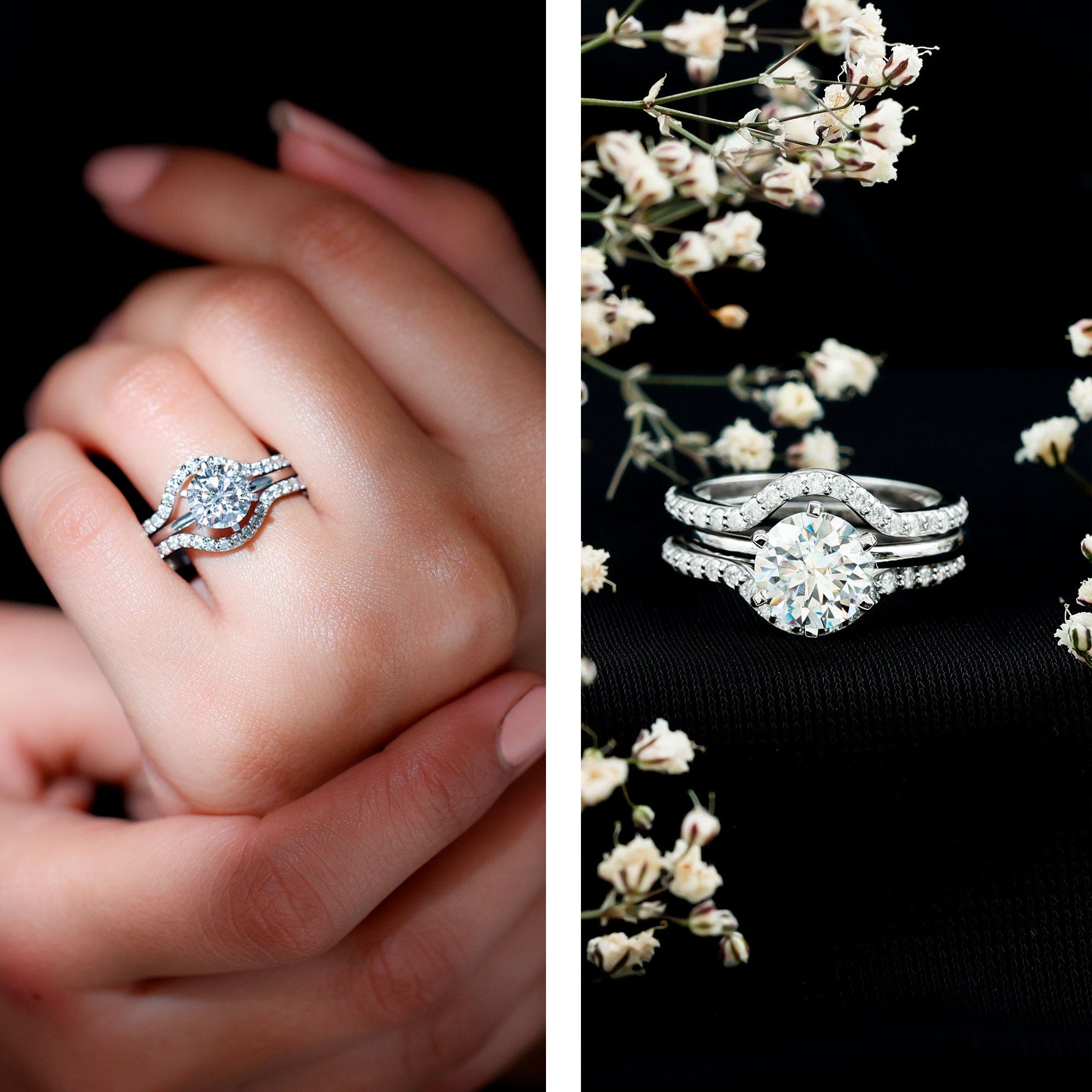 Lab Created Diamond Engagement Ring with Ring Guard