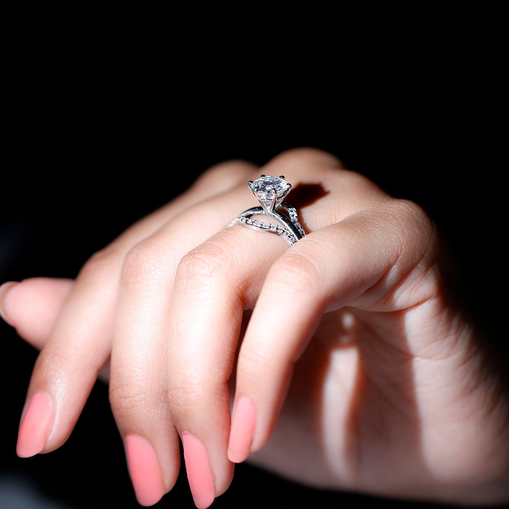 Lab Created Diamond Engagement Ring with Ring Guard