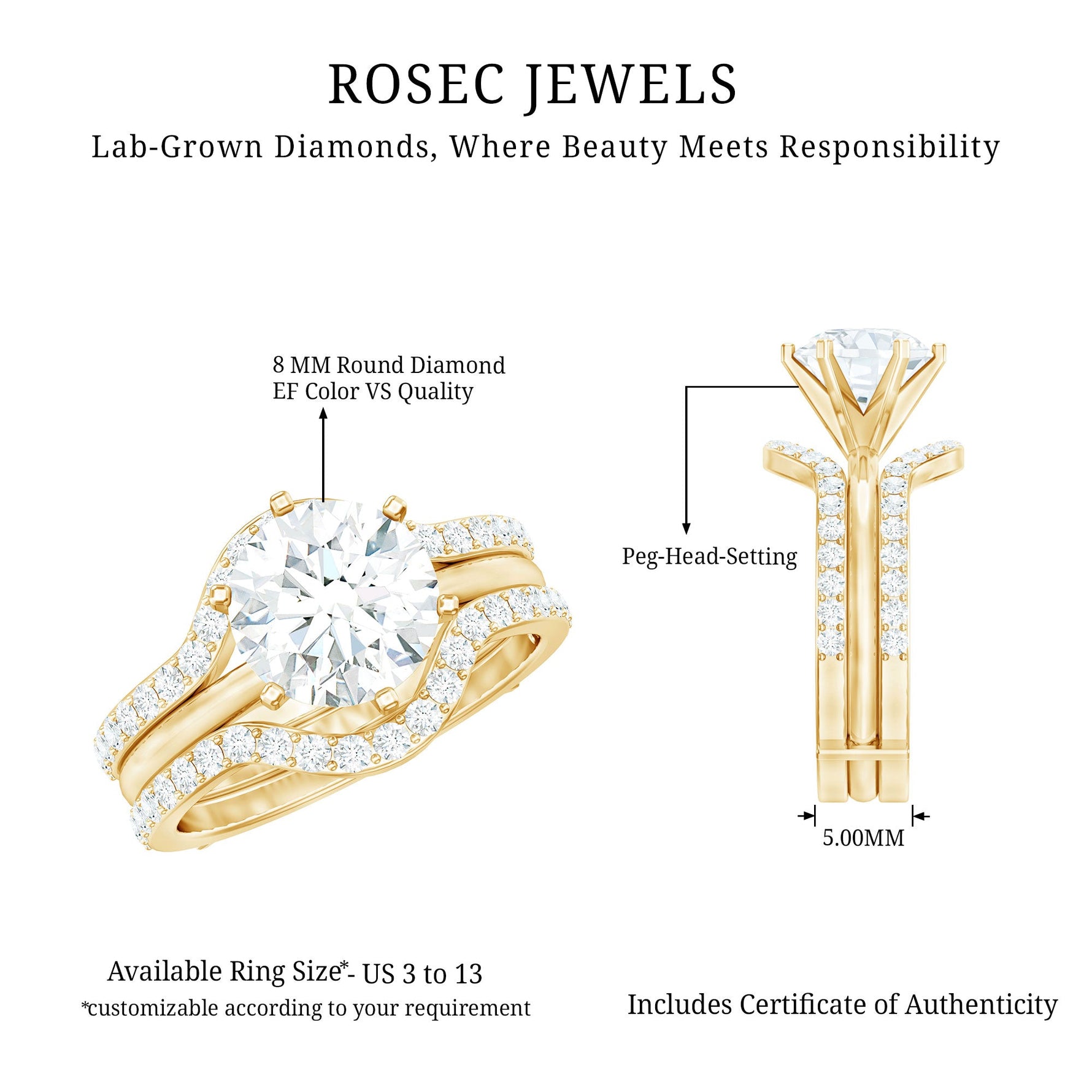 Lab Created Diamond Engagement Ring with Ring Guard