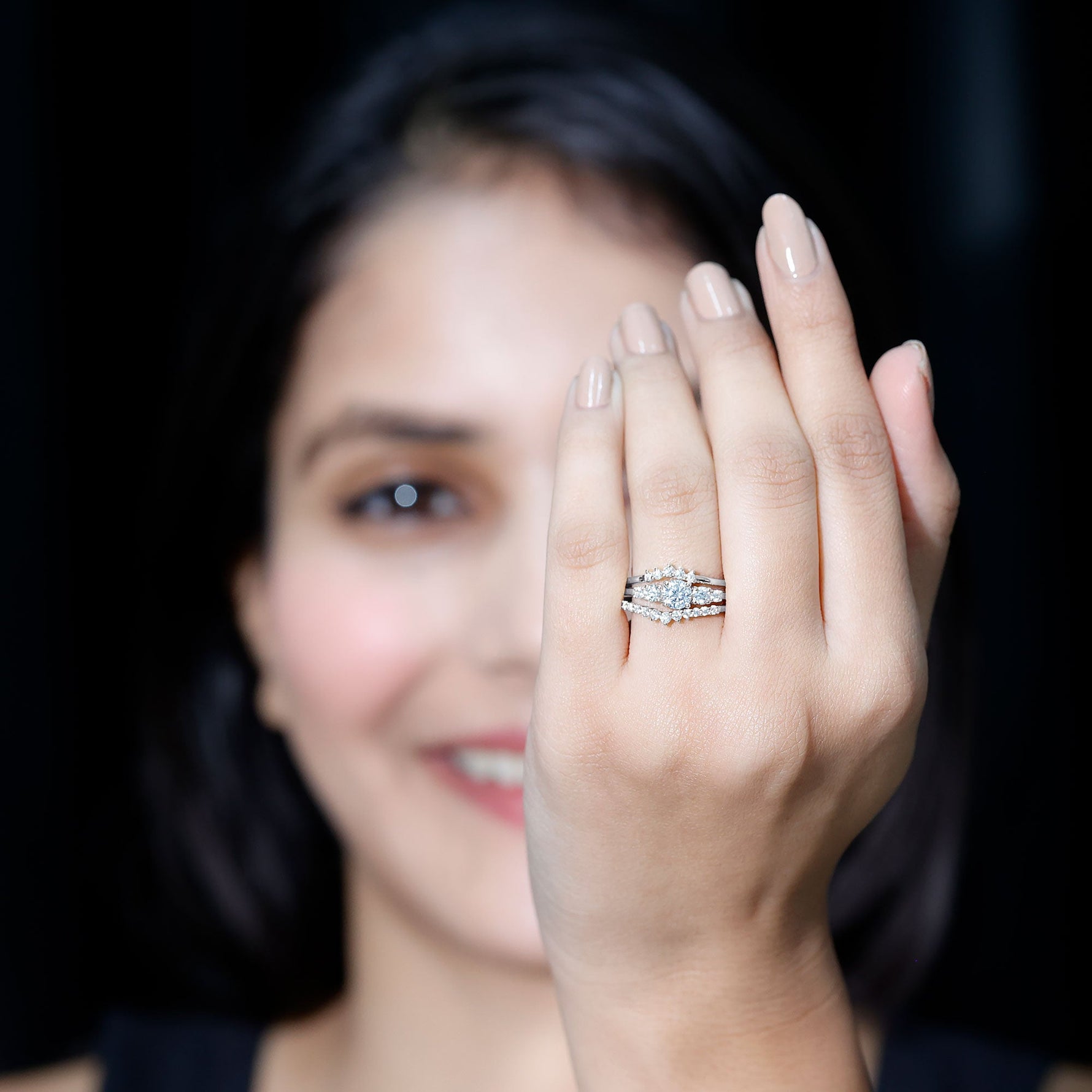 Lab Grown Diamond Trio Wedding Ring Set For Bride