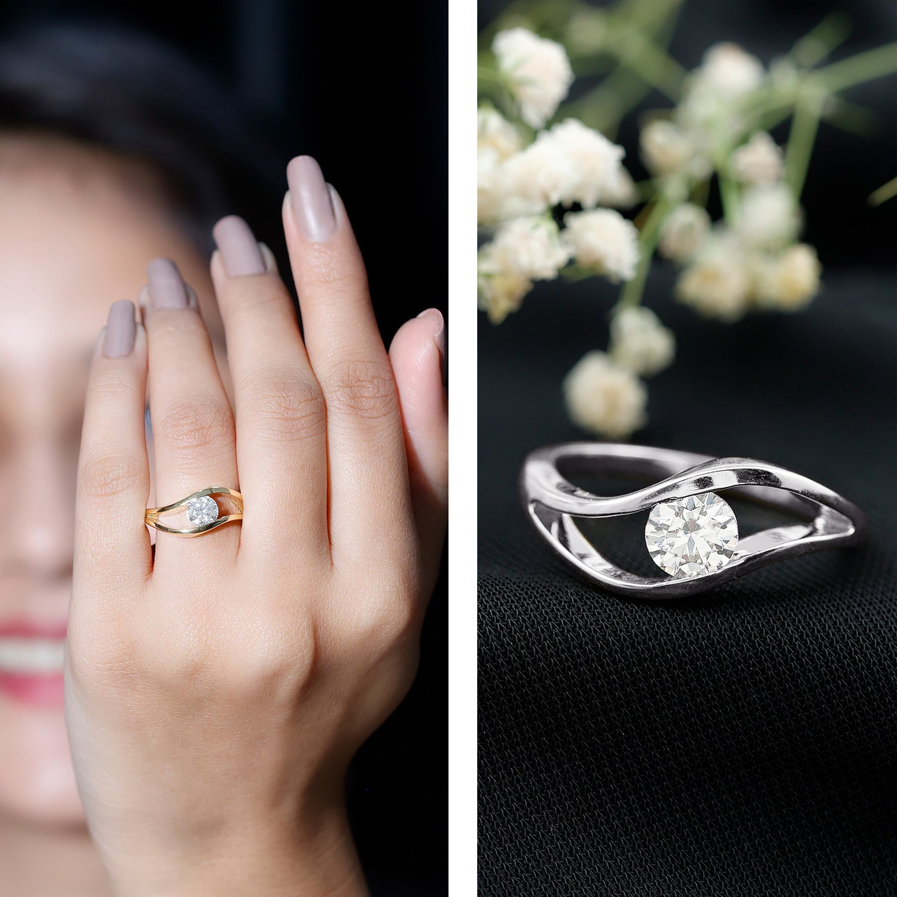 Certified 6 mm Lab Created Diamond Round Engagement Ring in Tension Setting