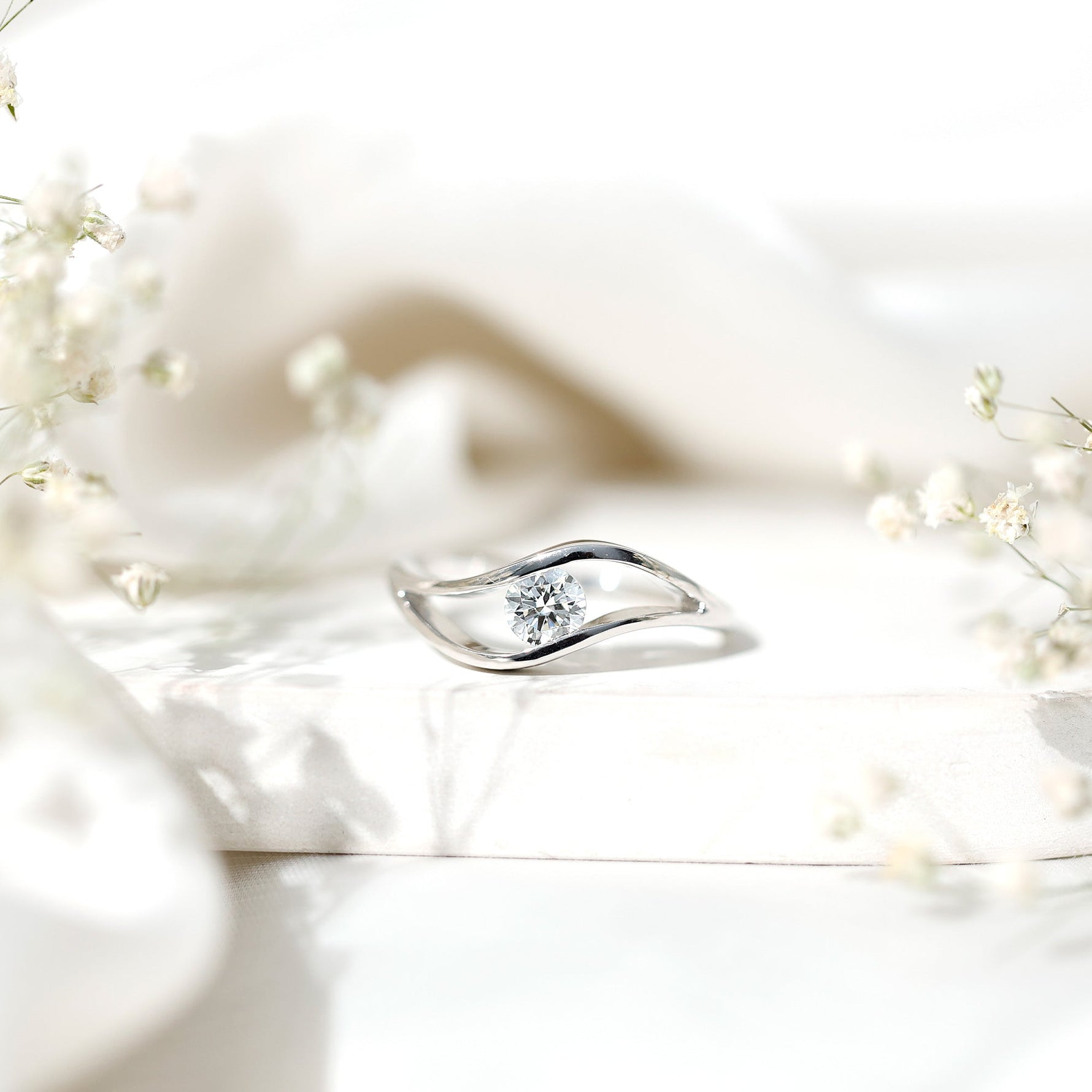 Certified 6 mm Lab Created Diamond Round Engagement Ring in Tension Setting