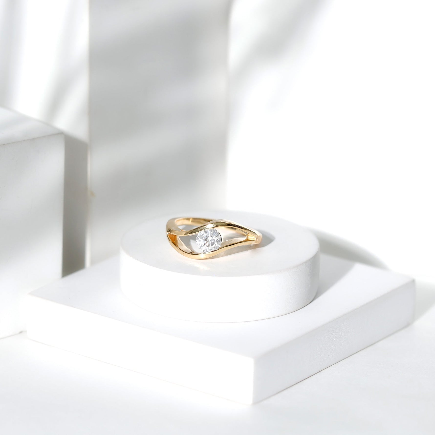 Certified 6 mm Lab Created Diamond Round Engagement Ring in Tension Setting