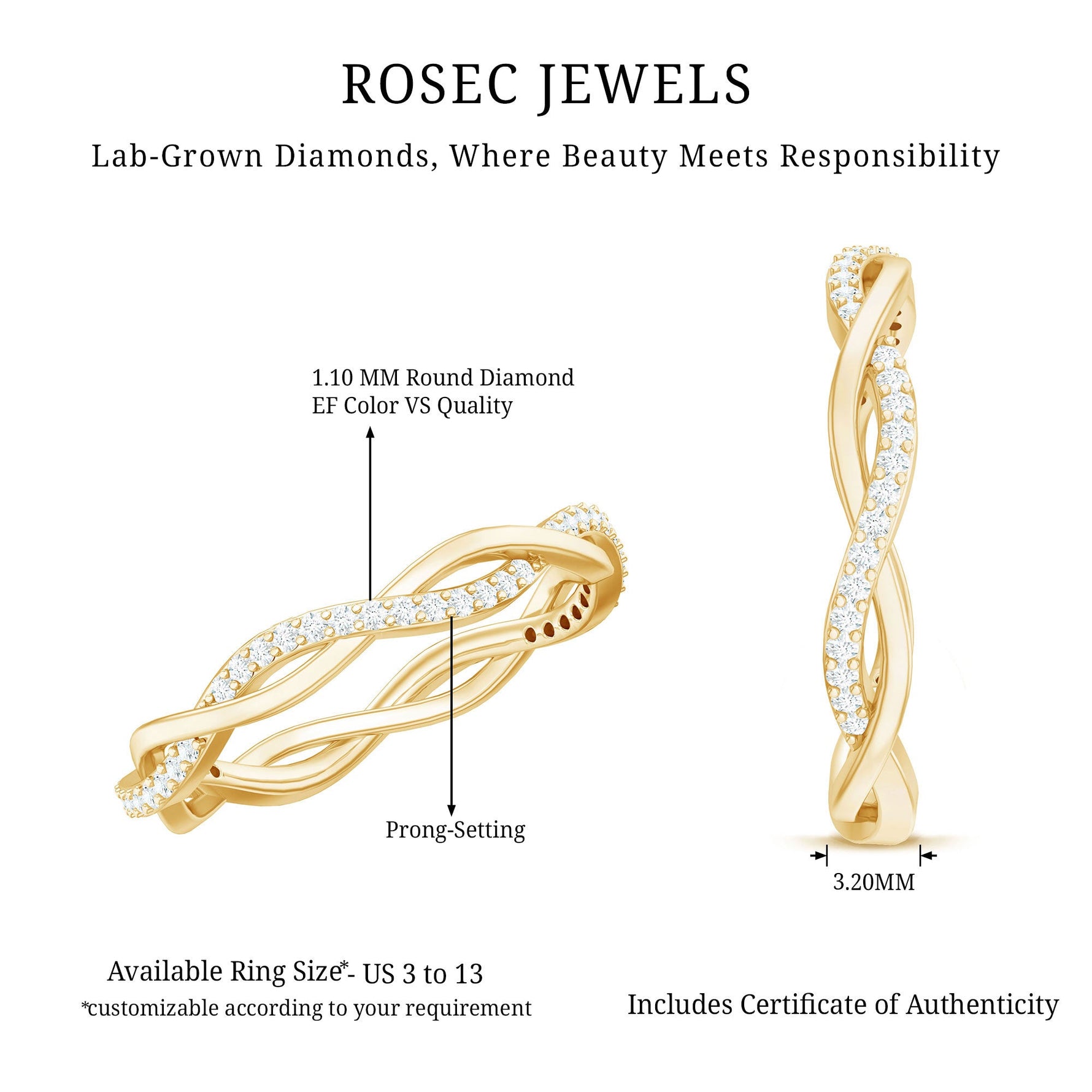 Lab Grown Diamond Braided Wedding Ring For Women