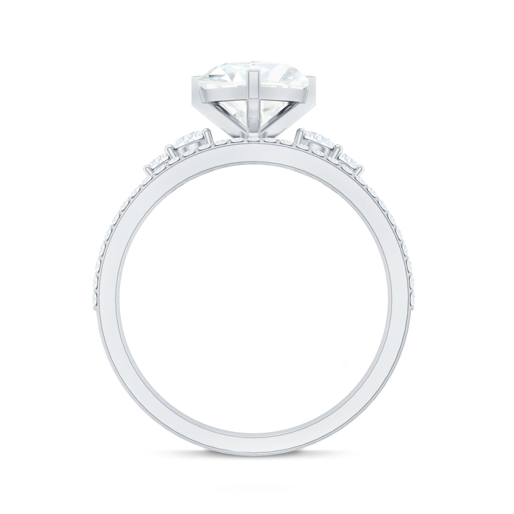 Certified Lab Grown Diamond 7MM Heart Bridal Ring Set