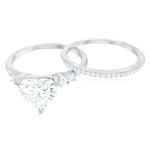 Certified Lab Grown Diamond 7MM Heart Bridal Ring Set