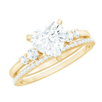 Certified Lab Grown Diamond 7MM Heart Bridal Ring Set