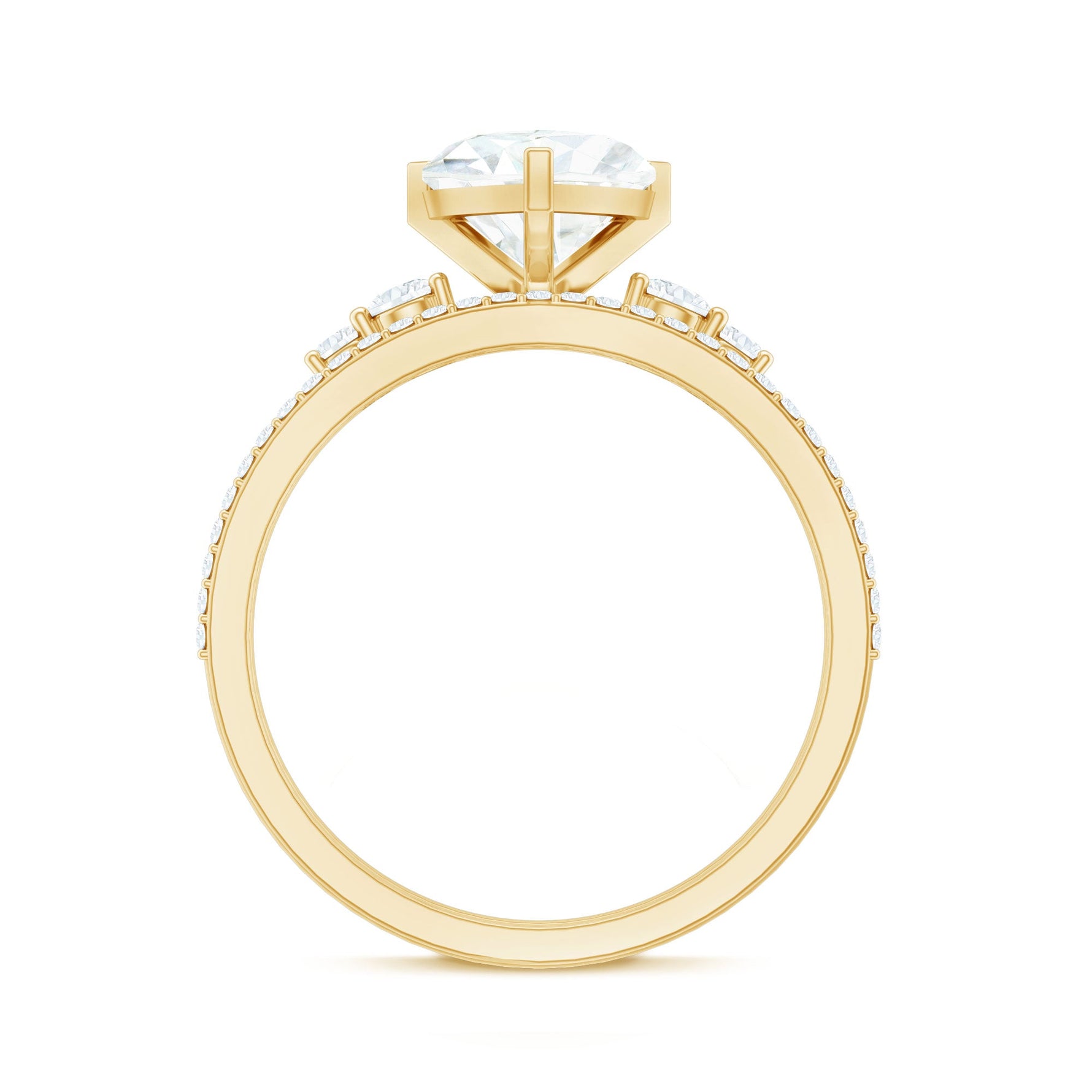 Certified Lab Grown Diamond 7MM Heart Bridal Ring Set