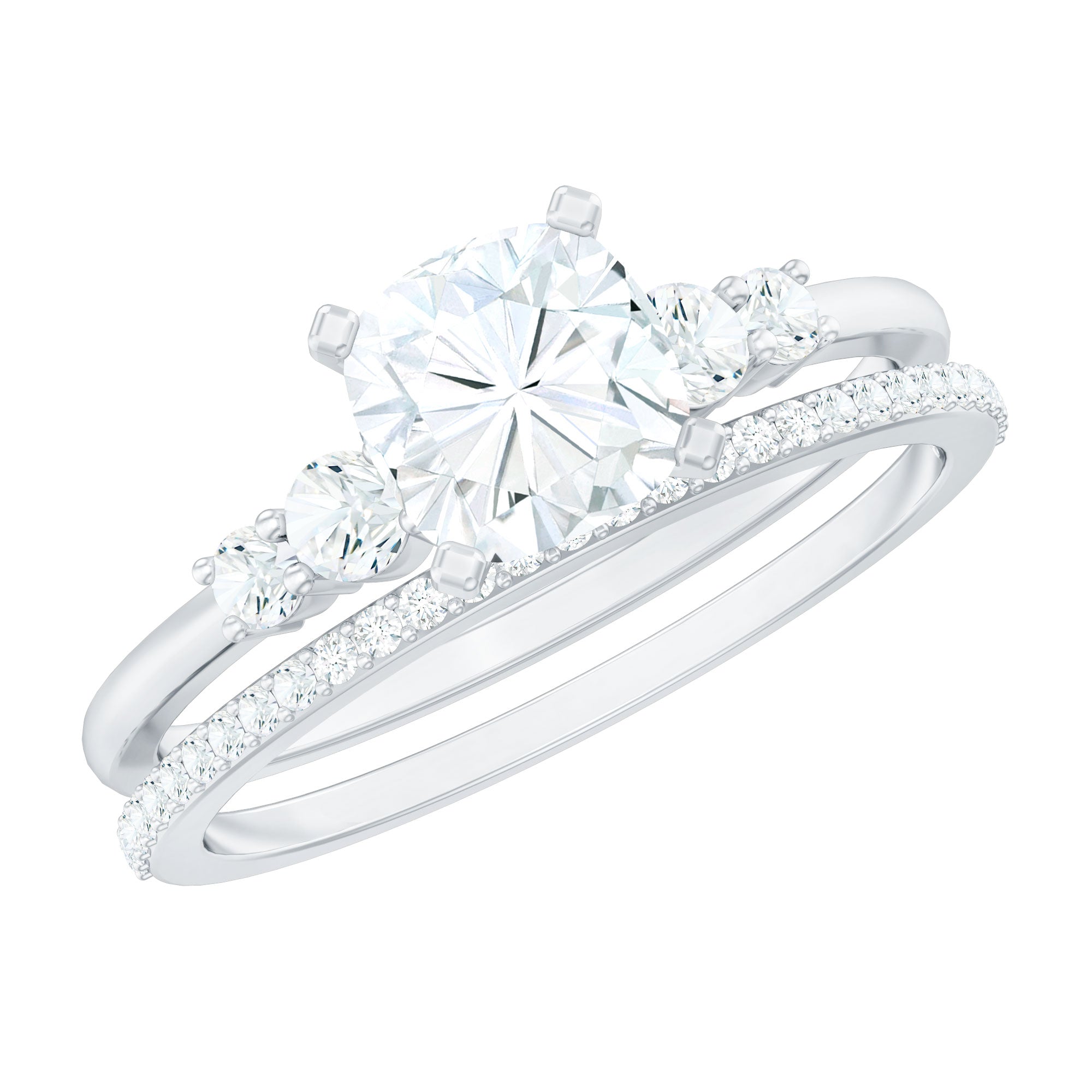 Lab Grown Diamond 6 MM Cushion Engagement Ring with Wedding band