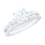 Lab Grown Diamond 6 MM Cushion Engagement Ring with Wedding band