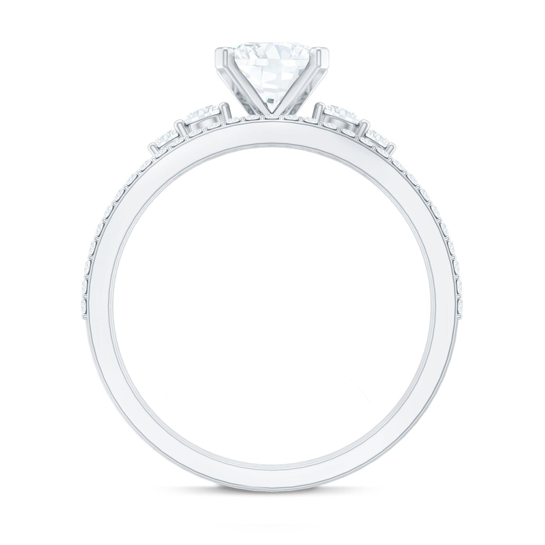 Lab Grown Diamond 6 MM Cushion Engagement Ring with Wedding band