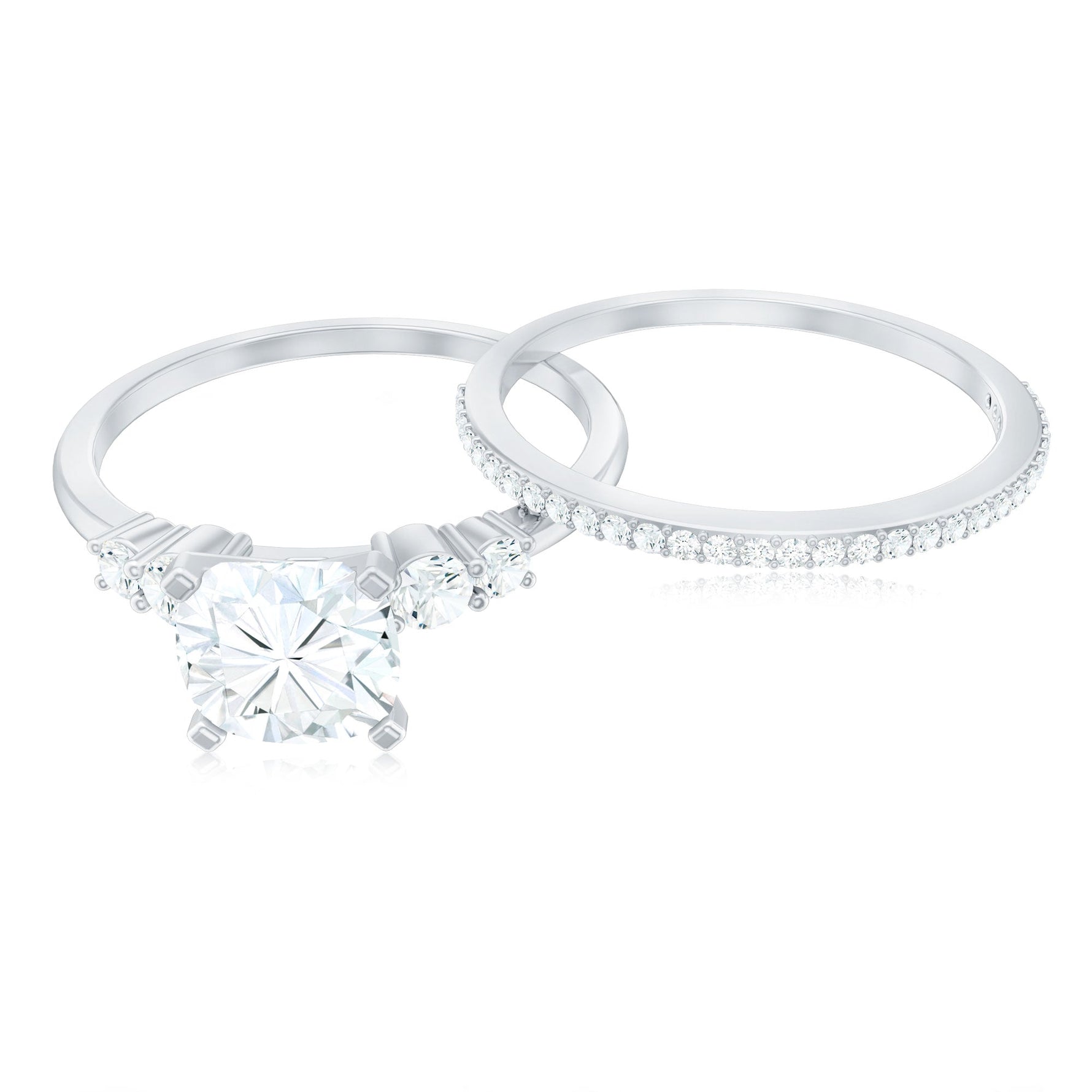 Lab Grown Diamond 6 MM Cushion Engagement Ring with Wedding band