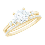 Lab Grown Diamond 6 MM Cushion Engagement Ring with Wedding band