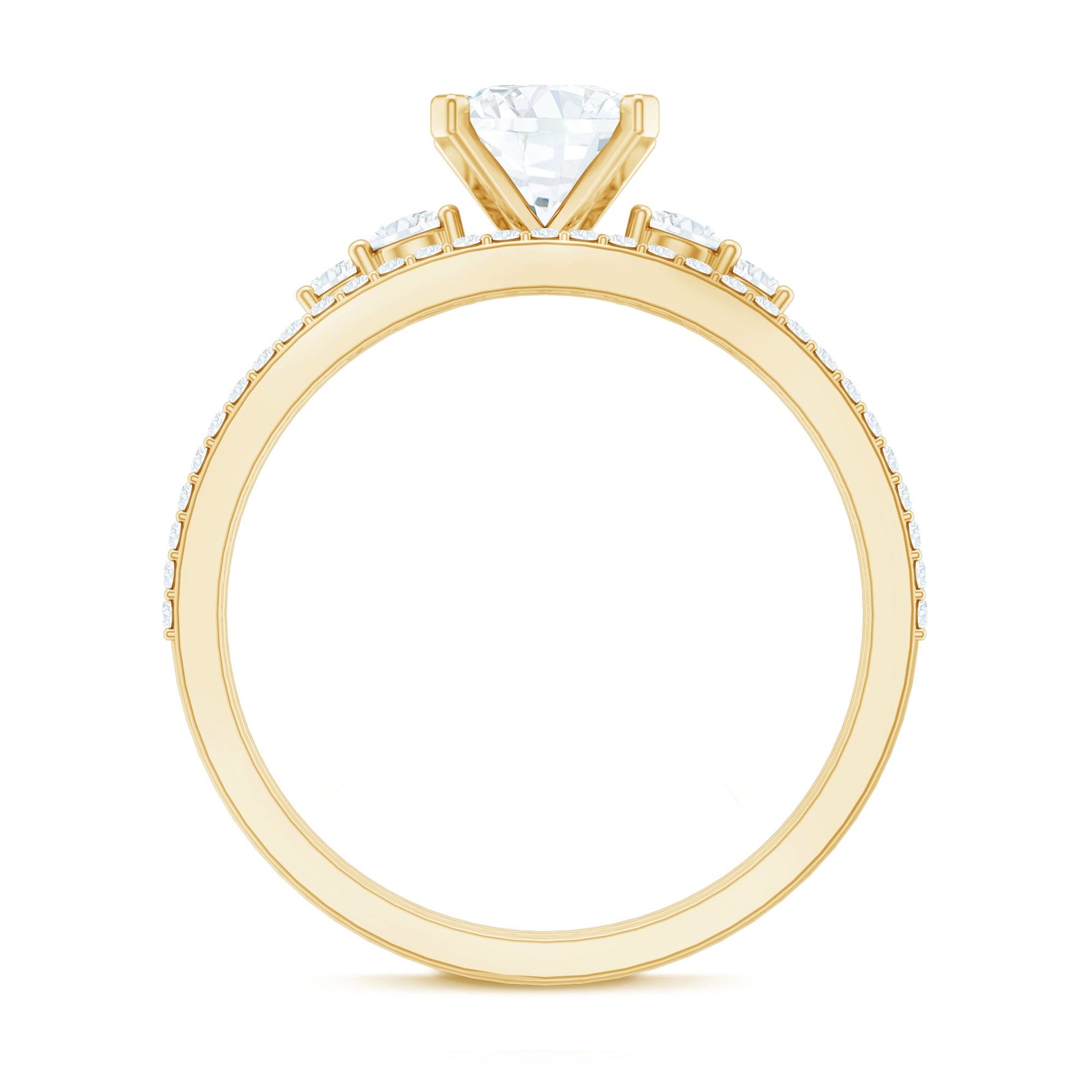 Lab Grown Diamond 6 MM Cushion Engagement Ring with Wedding band