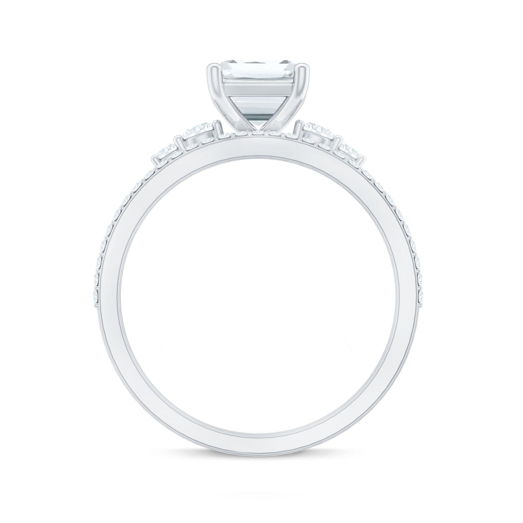 Certified Lab Grown Diamond 6X8MM Emerald Cut Engagement Ring with Band