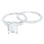 Certified Lab Grown Diamond 6X8MM Emerald Cut Engagement Ring with Band
