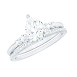 Certified Lab Grown Diamond 6X8 MM Teardrop Bridal Ring Set