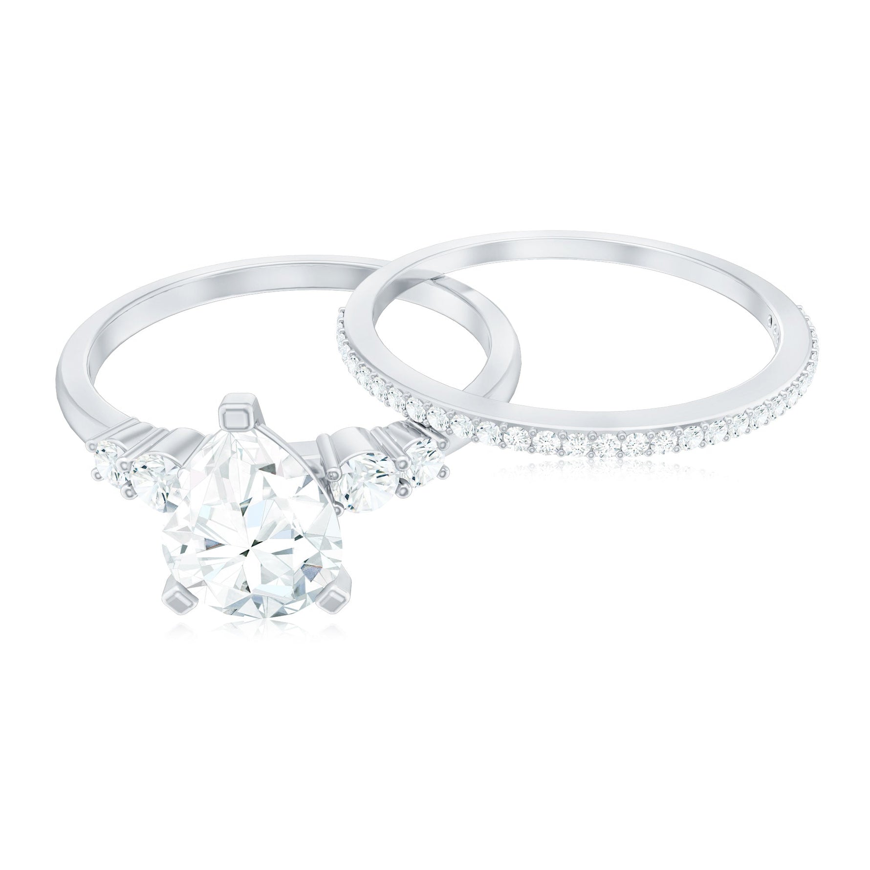 Certified Lab Grown Diamond 6X8 MM Teardrop Bridal Ring Set