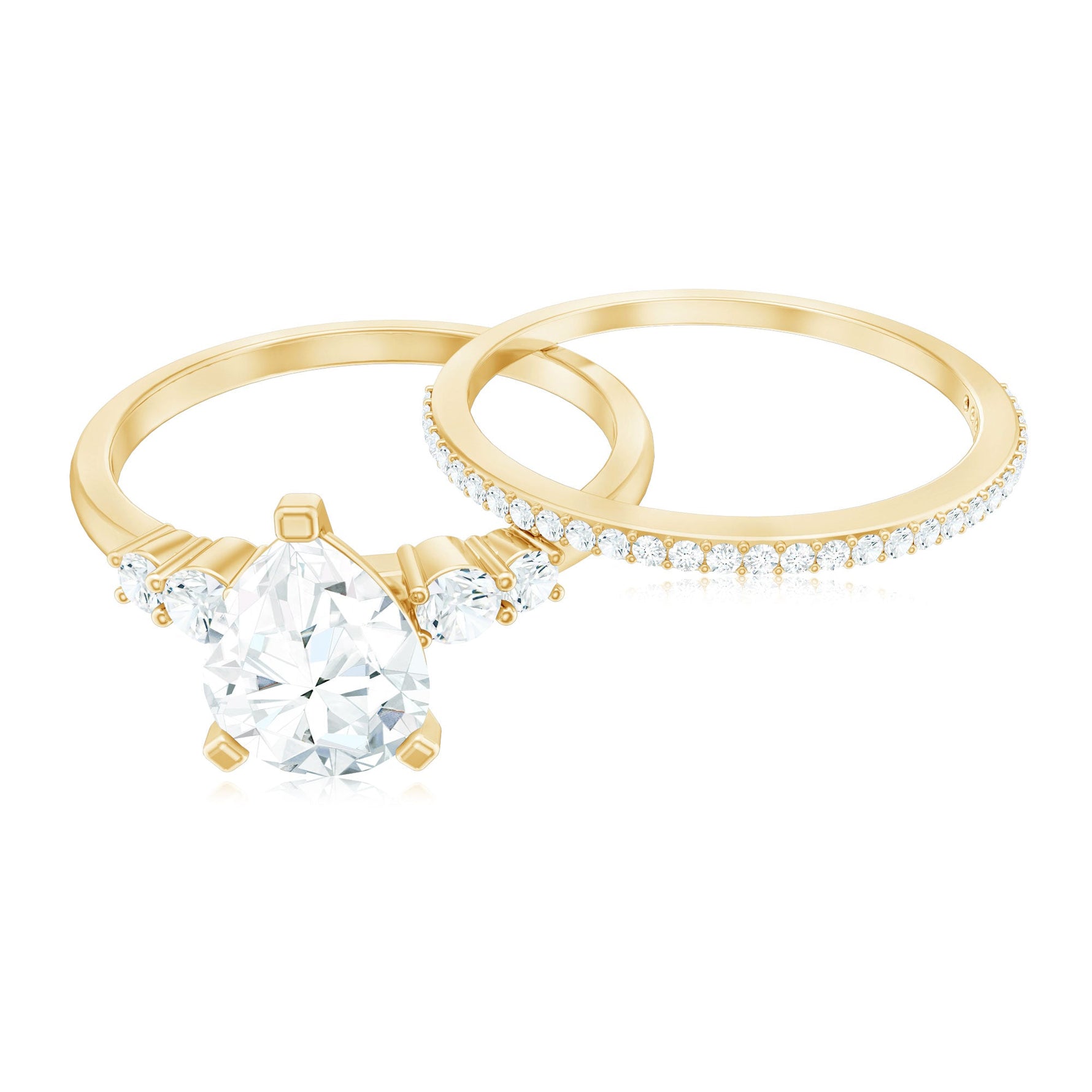 Certified Lab Grown Diamond 6X8 MM Teardrop Bridal Ring Set