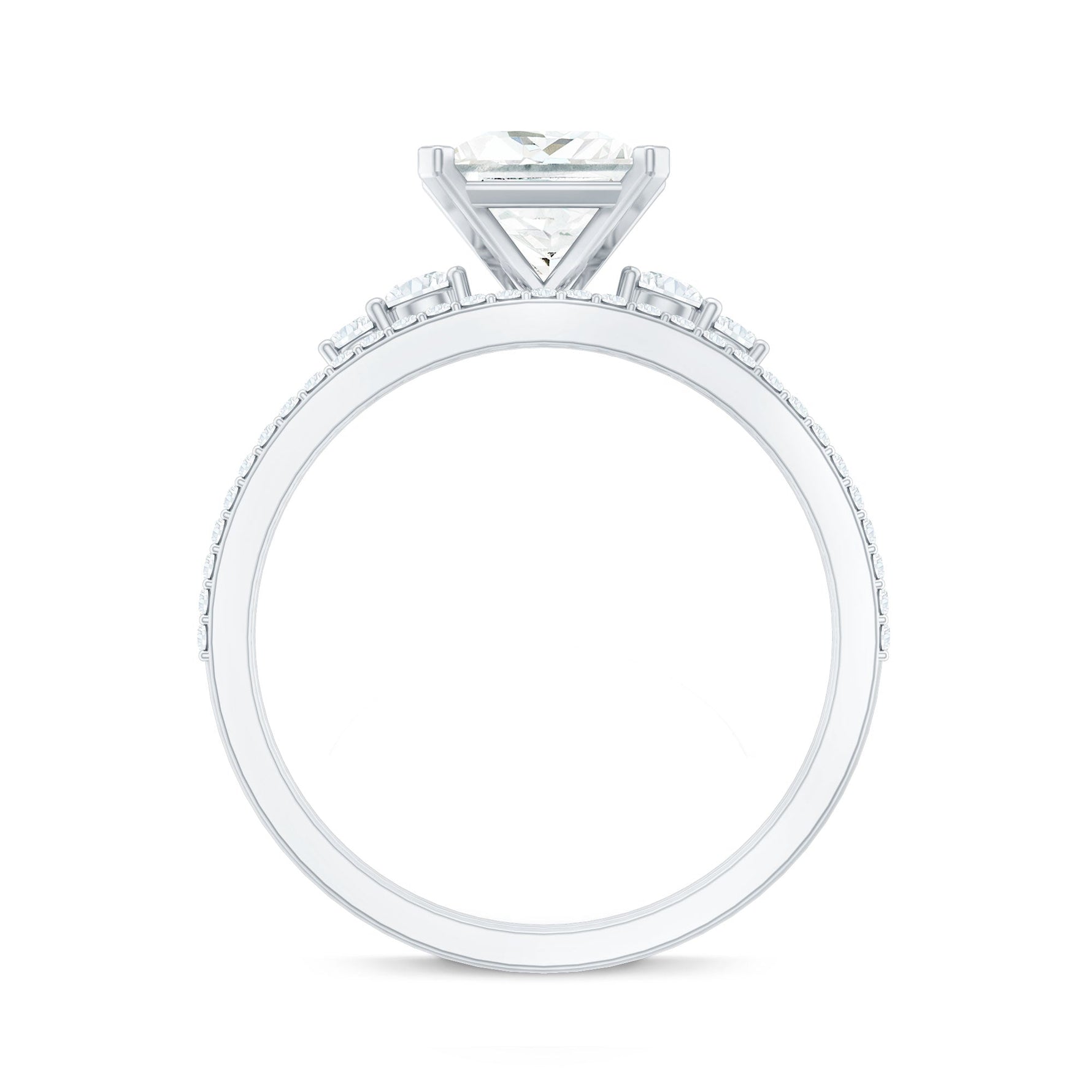 Lab Grown Diamond 6 MM Princess Cut Engagement Ring With Enhancer