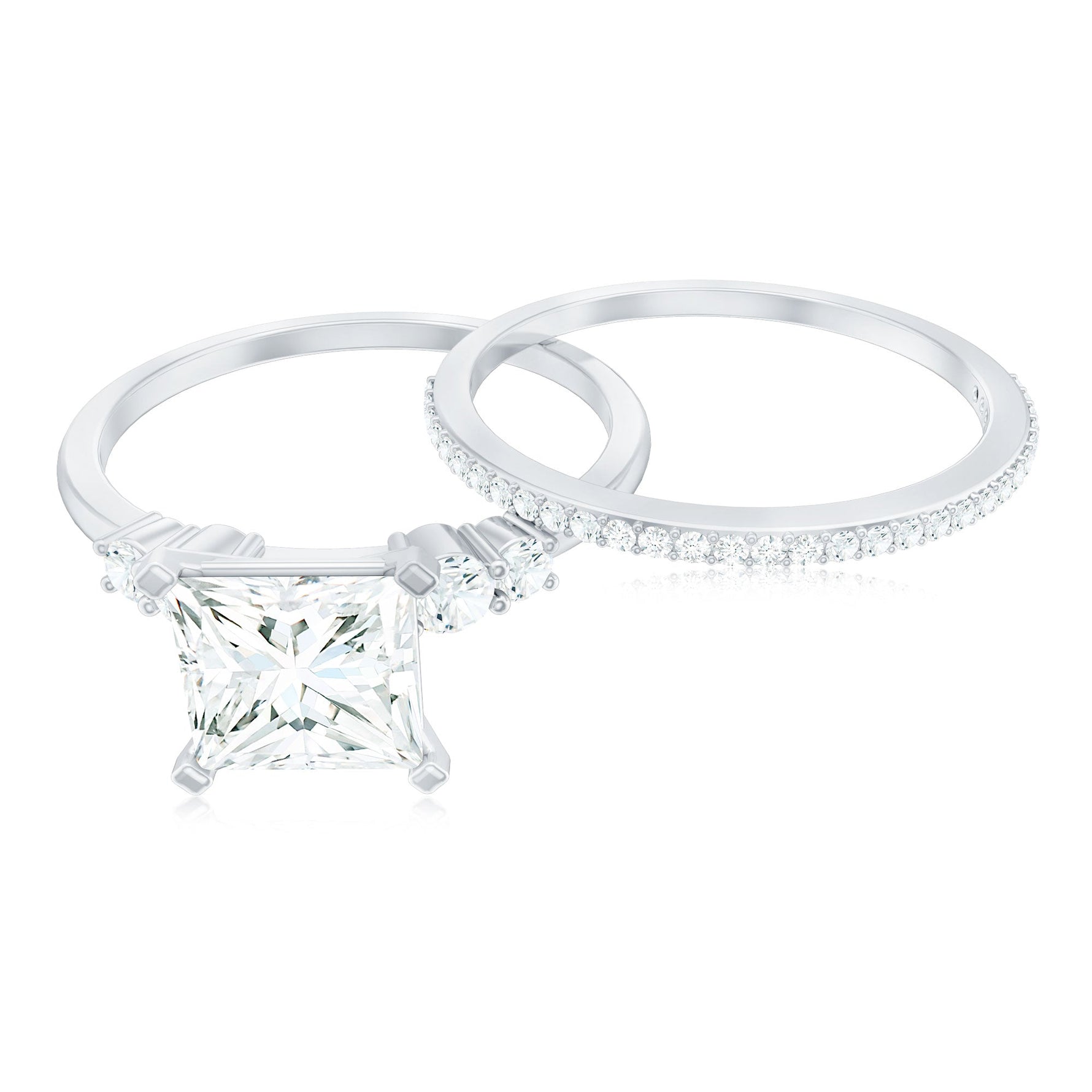 Lab Grown Diamond 6 MM Princess Cut Engagement Ring With Enhancer