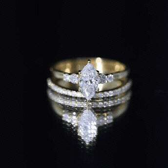 Lab Grown Diamond 5X10MM Marquise Engagement Ring with Wedding Band