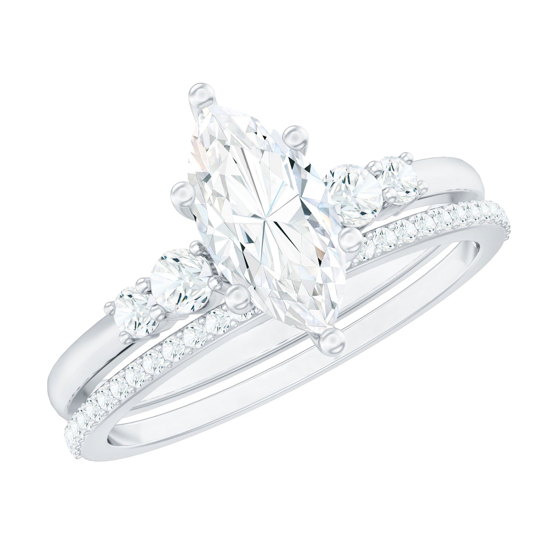 Lab Grown Diamond 5X10MM Marquise Engagement Ring with Wedding Band