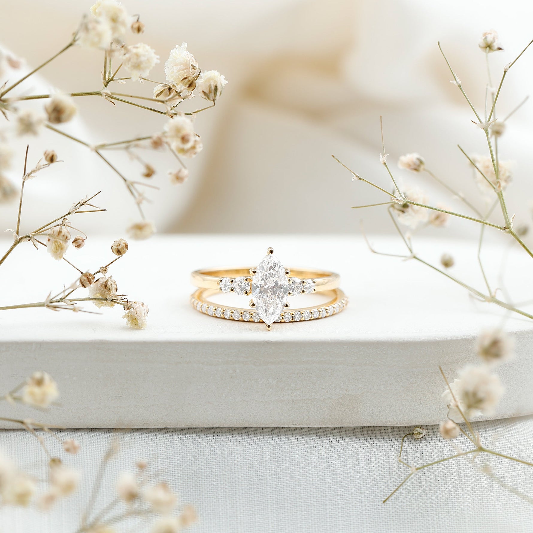 Lab Grown Diamond 5X10MM Marquise Engagement Ring with Wedding Band