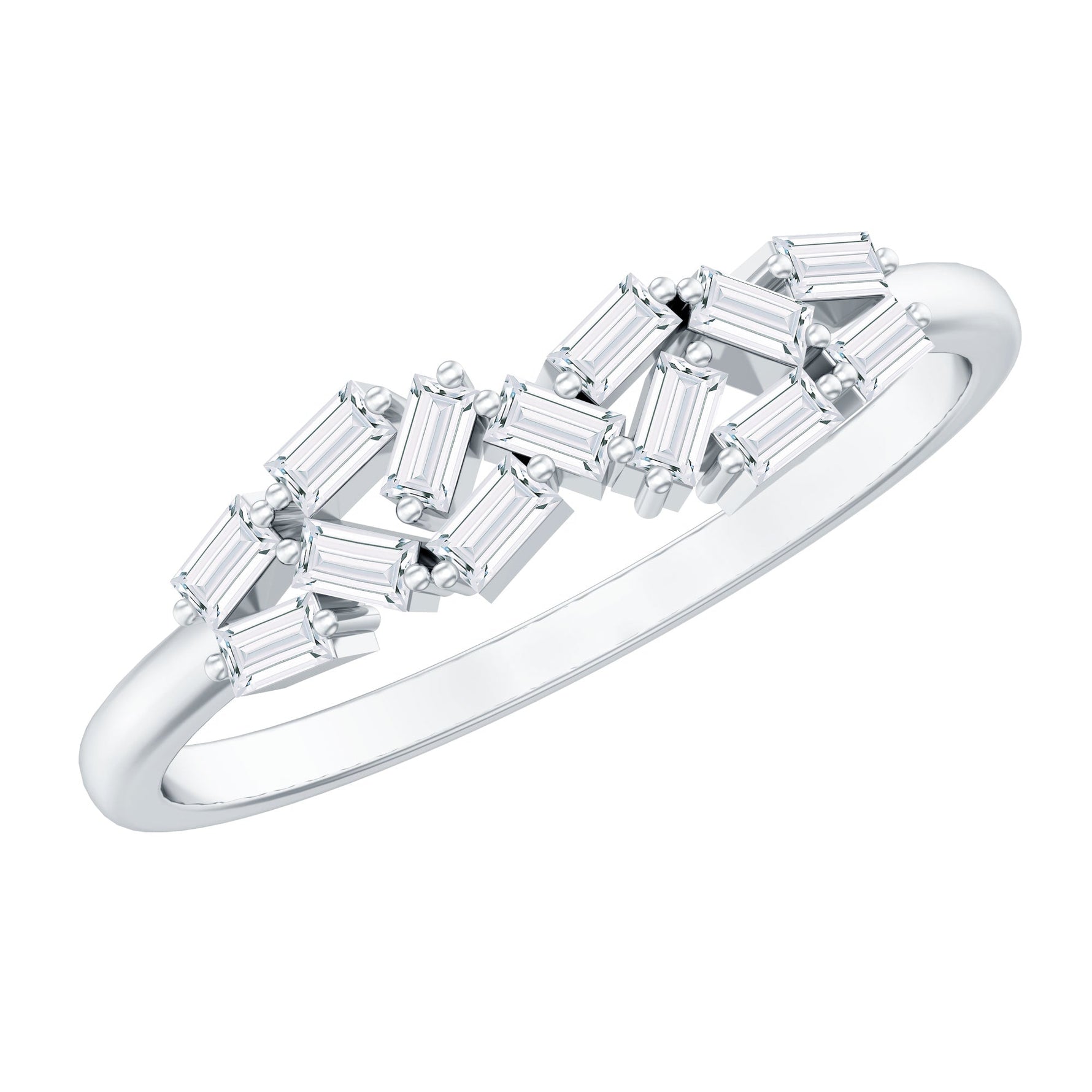 Baguette Cut Diamond Cluster Wedding Ring