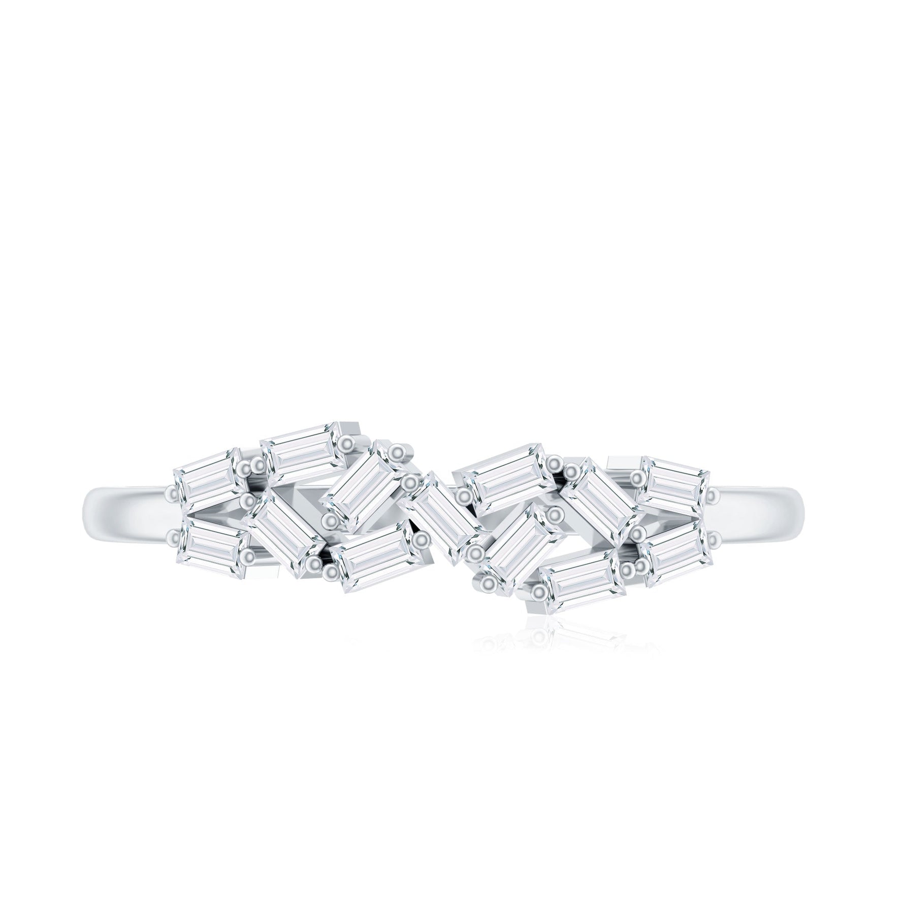 Baguette Cut Diamond Cluster Wedding Ring