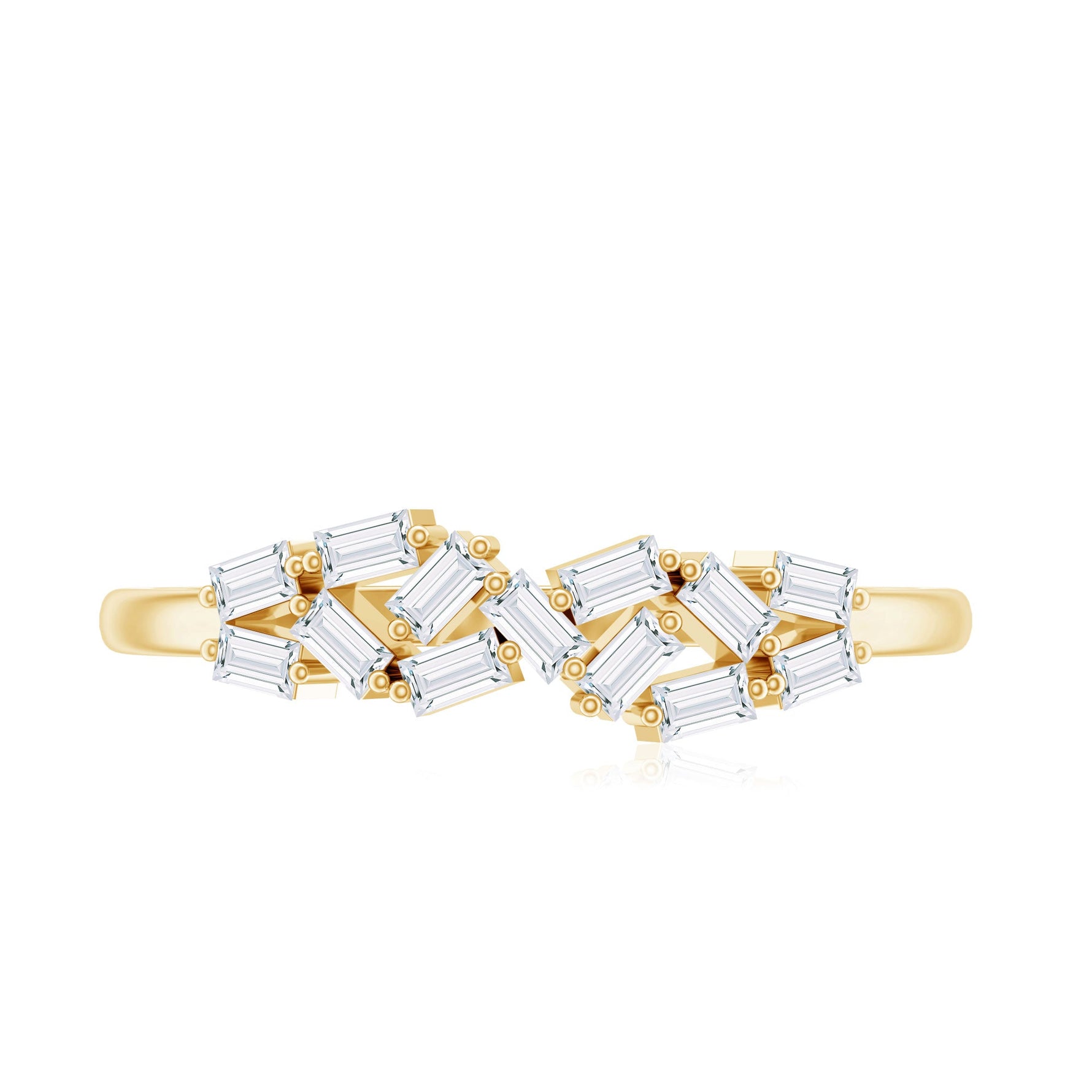 Baguette Cut Diamond Cluster Wedding Ring